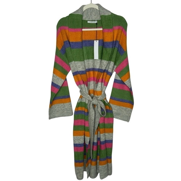 Stitches & Stripes Ultra Soft Multi Colored Striped Duster Cardigan Waist tie - Picture 3 of 16
